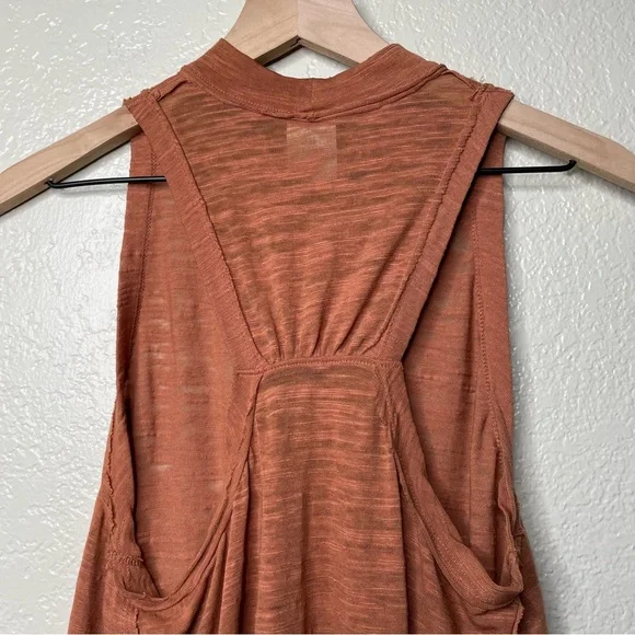 We The Free Mock Neck Sleeveless Tank Top Rust Burnt Orange Boho Free People - Picture 7 of 10
